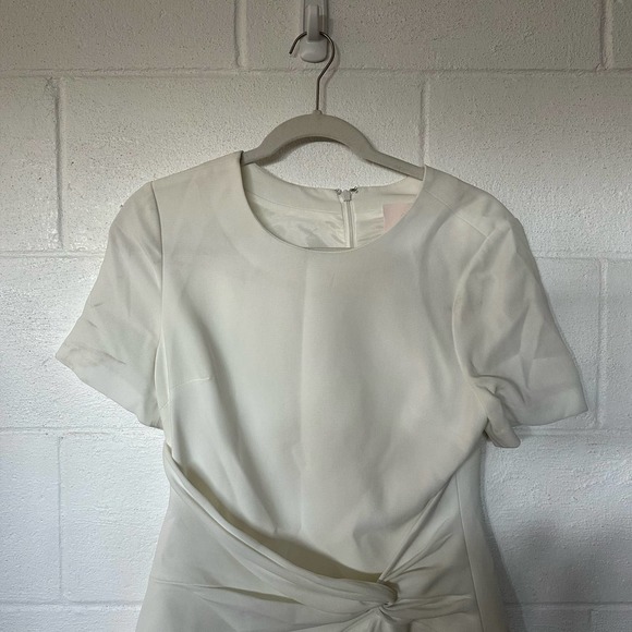 Cinq a Sept NWT Ivory Fontaine Twist Front Overlay Crepe Mini Dress Size 8 - Picture 10 of 11